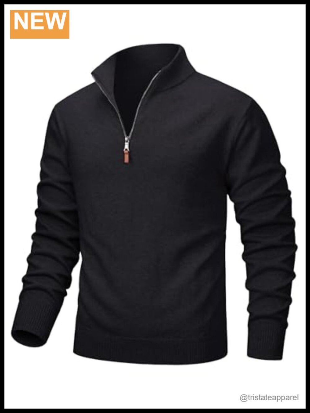 Men's Quarter Zip Pullover Mock Neck Sweater Long Sleeve Cotton Blend Warm